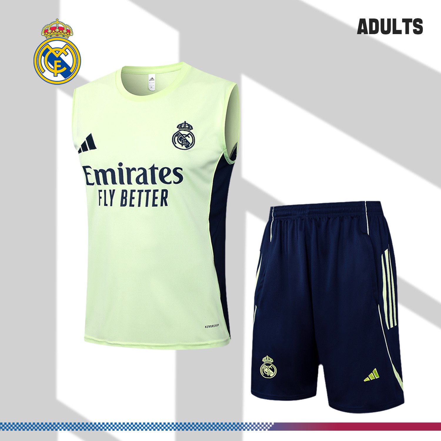 04156a89e6-234258fdd0 2025/2026 Real Madrid light green adult vest training suit (Adult Kit) - Image 1
