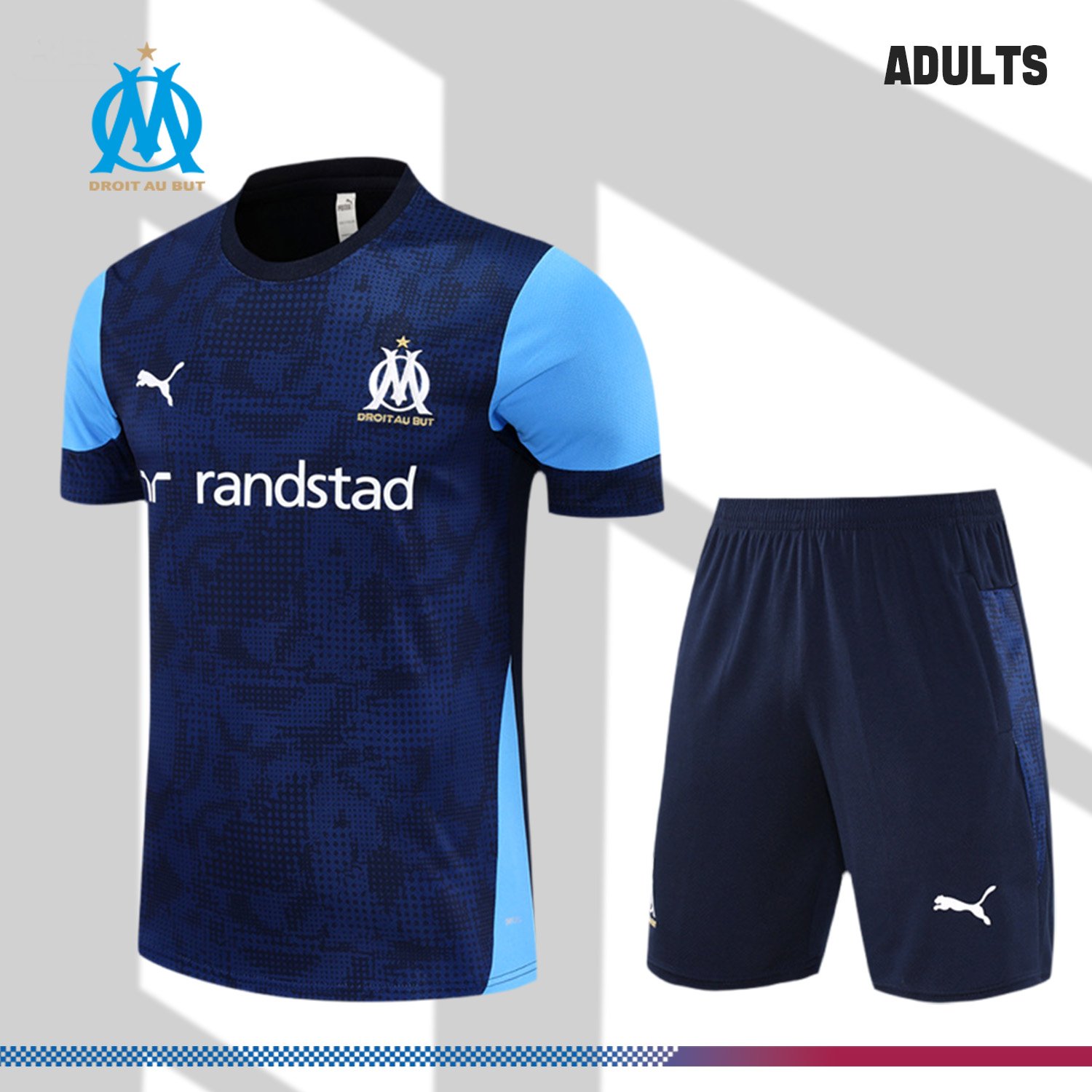 1-001929fcc3 2025/2026 Marseille Adult Short Sleeve Training Suit (Adult Kit) - Image 1
