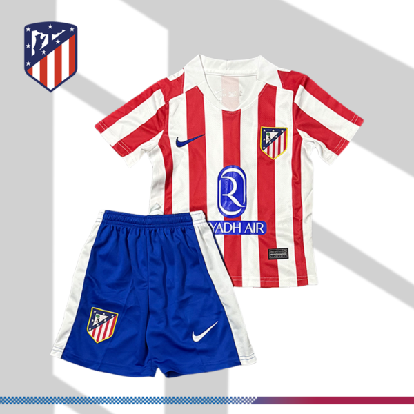 2025/2026 Atlético Madrid Home Football Jersey (Kids Kit)
