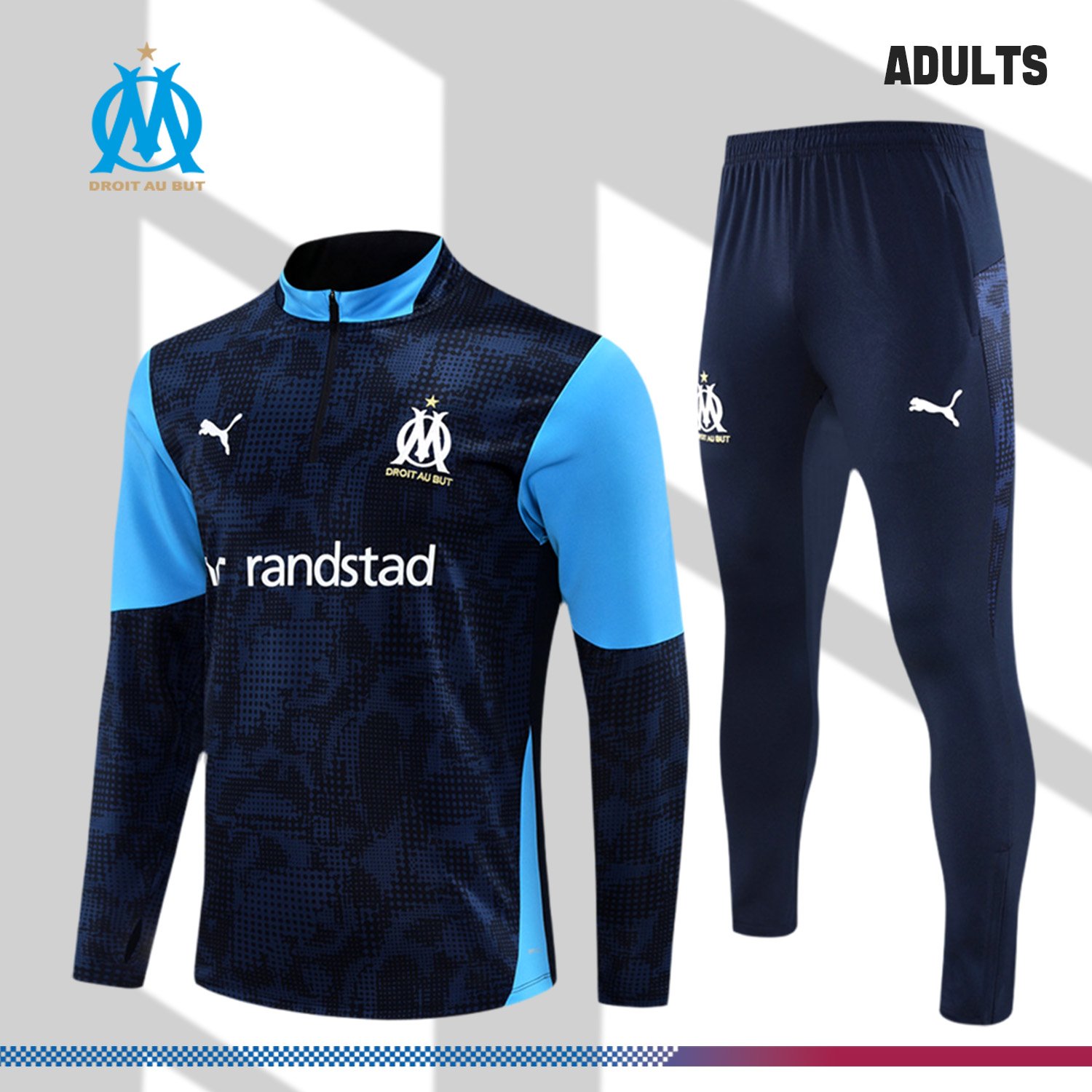 1-161606997e 2025/2026 Marseille Adult Half Zip Training Kit (Adult Kit) - Image 1