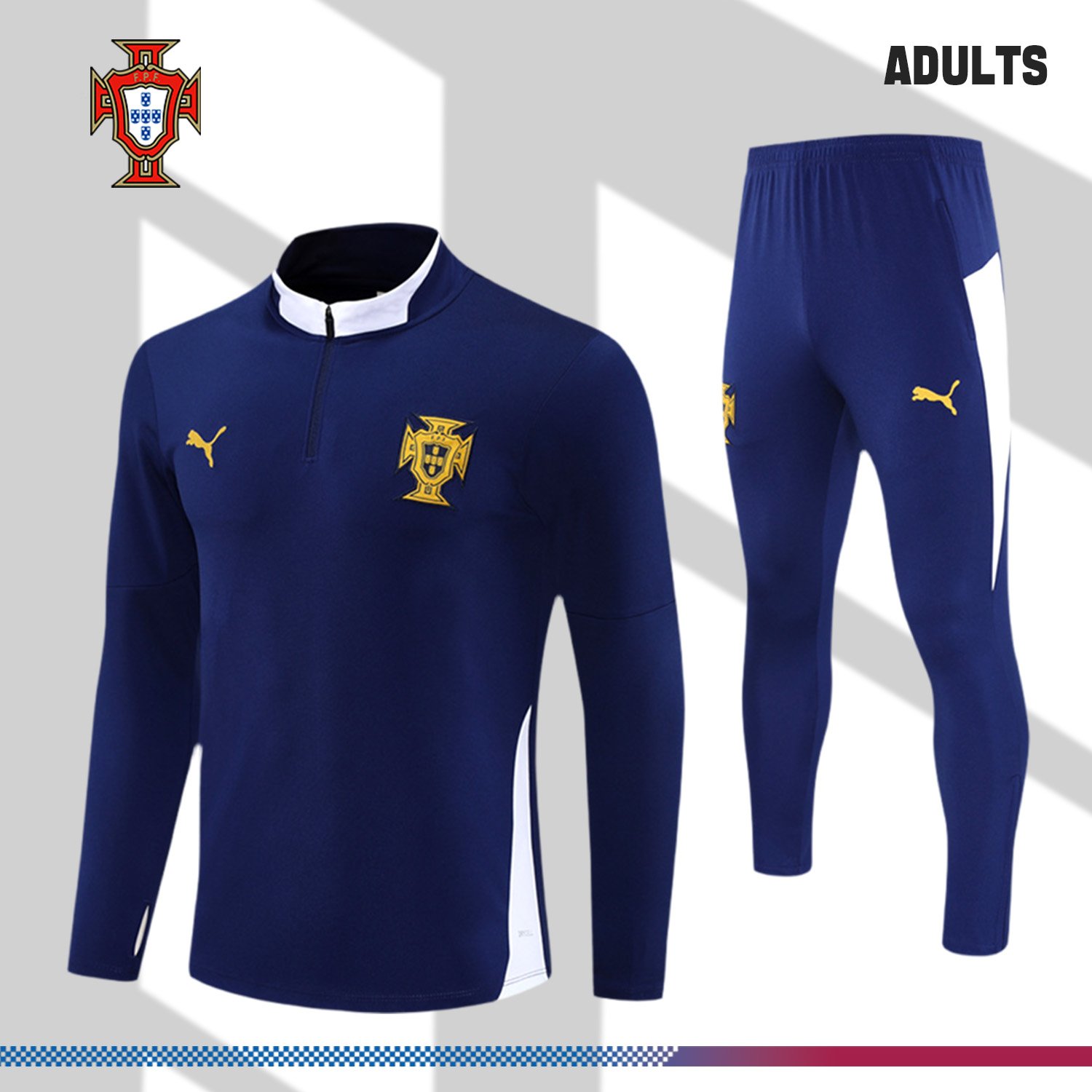 1-1650578c5b 2025/2026 Portugal Adult Half Zip Training Suit (Adult Kit) - Image 1