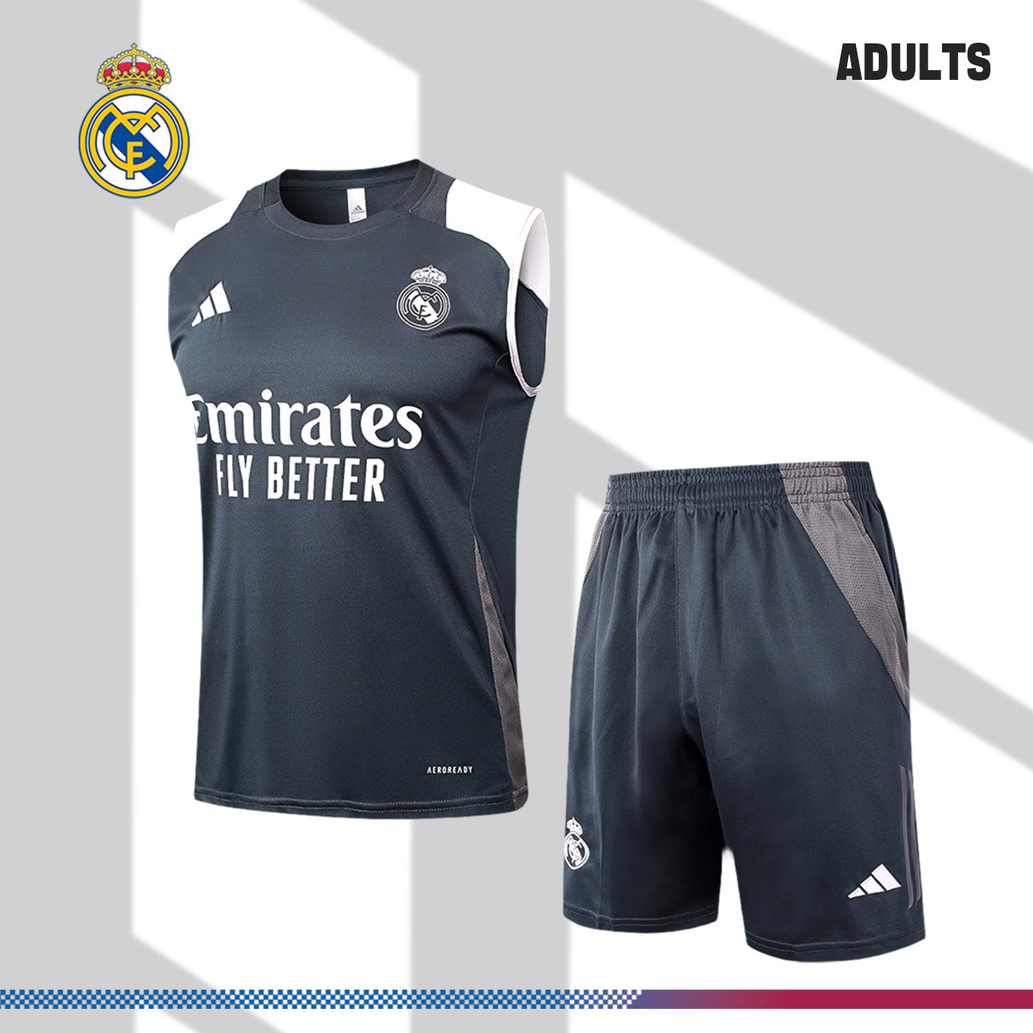 194928c963-233558b5f1 2024/2025 Real Madrid grey adult vest training suit (Adult Kit) - Image 1