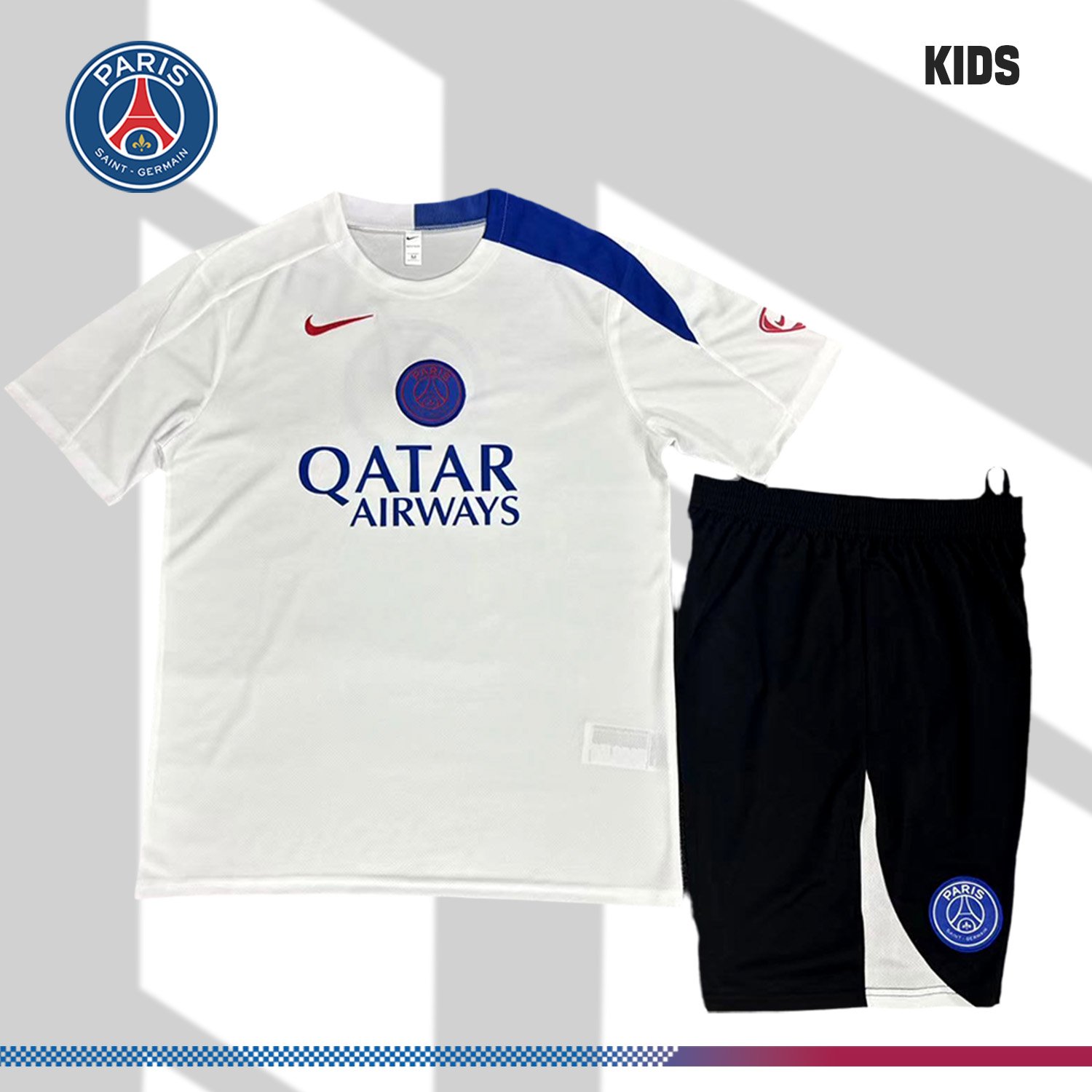 2-0057359cd2 2025/2026 Paris Saint Germain Short Sleeve Training Kit (Kids Kit) - Image 1