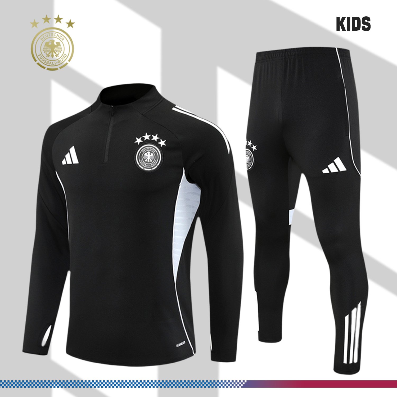 2-03285508c5 2025/2026 Germany Half Zip Kids Jersey (Kids Kit) - Image 1