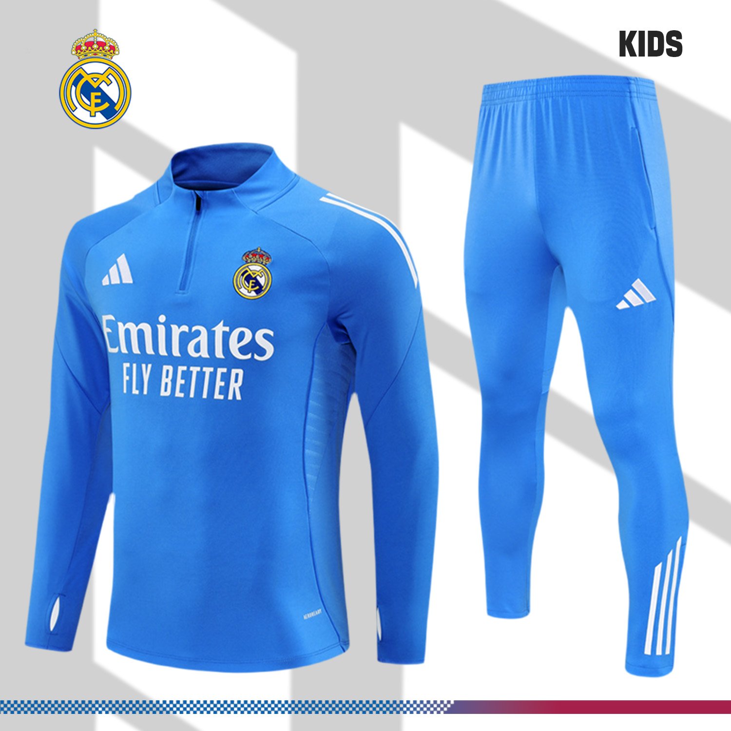 2-040122cb15 2025/2026 Real Madrid Kids Half Zip Training Kit (Kids Kit) - Image 1