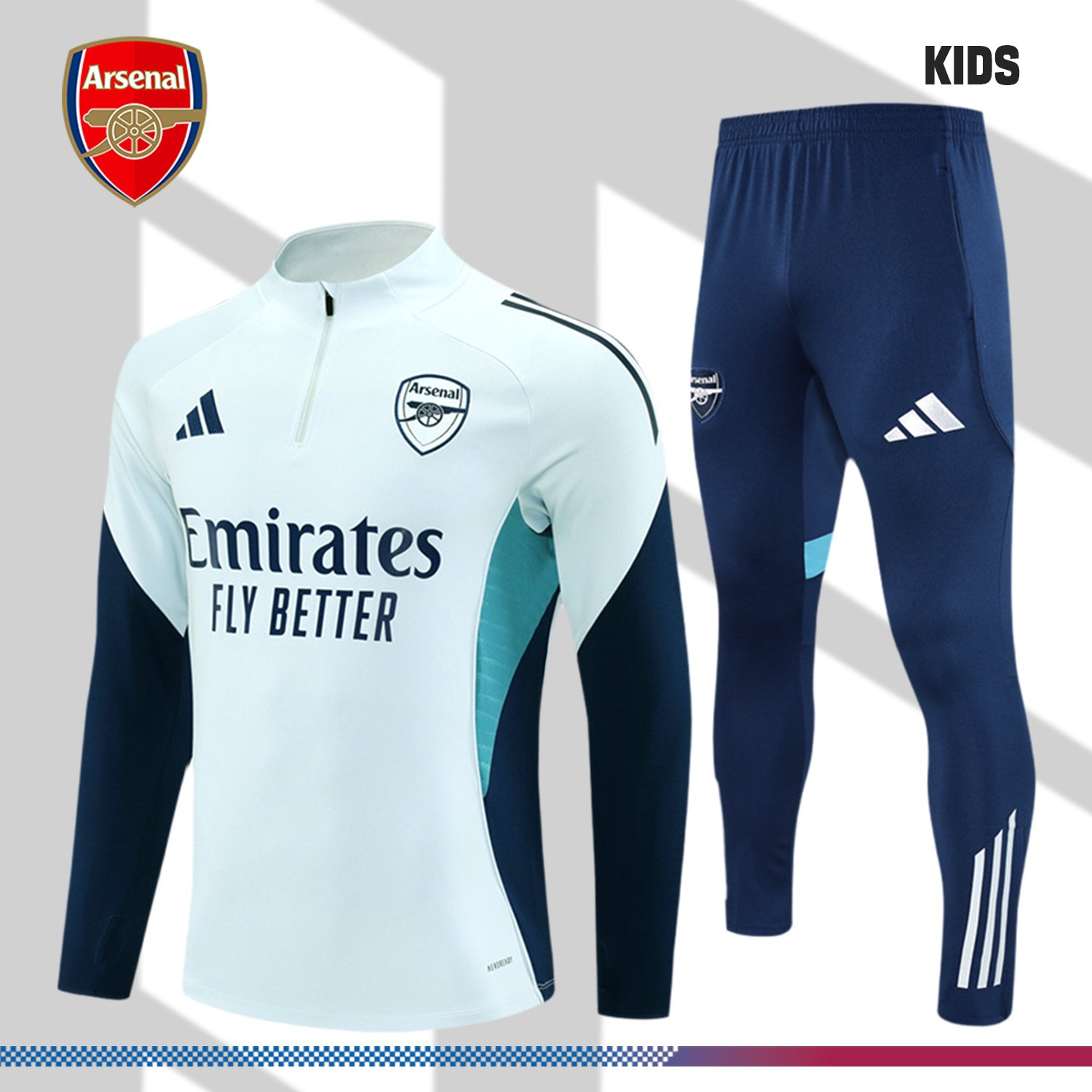 2-2225165baf 2025/2026 Arsenal Kids Half Zip Training Clothes (Kids Kit) - Image 1