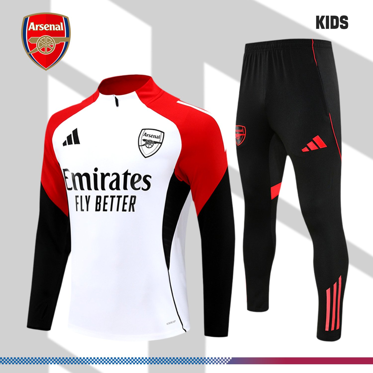2-222701c224 2025/2026 Arsenal Kids Half Zip Training Clothes (Kids Kit) - Image 1