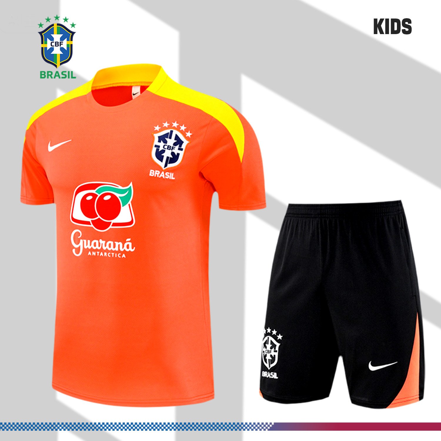 2-224304e7e5 2025/2026 Brazil Short Sleeve Training Kit (Kids Kit) - Image 1