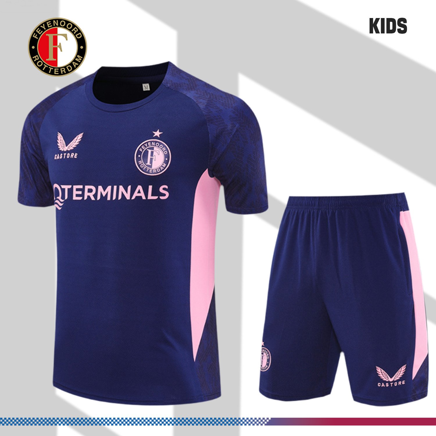 2-230622f410 2025/2026 Feyenoord Short Sleeve Training Kit (Kids Kit) - Image 1