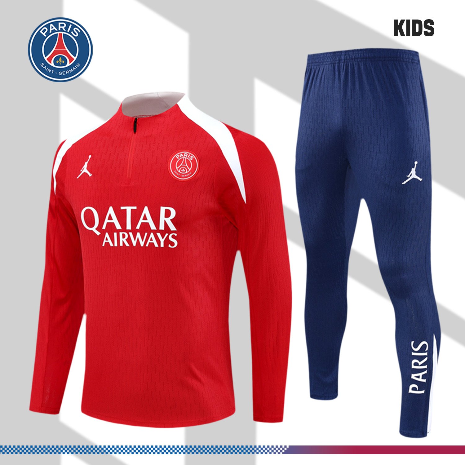 2-231236c62e 2025/2026 Paris Saint-Germain Kids Half Zip Training Clothes (Kids Kit) - Image 1