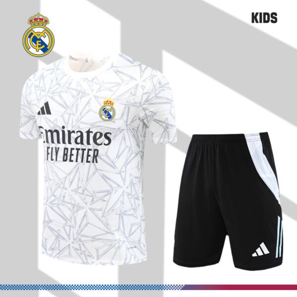 2024/2025 Real Madrid Grey Children's Short Sleeve Training Suit (Kids Kit)
