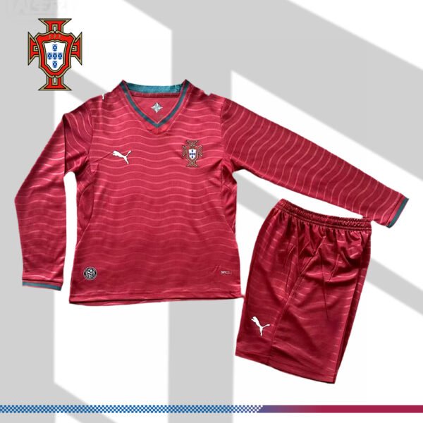 2026 Portugal Home Long-sleevedFootball Jersey (Kids Kit)