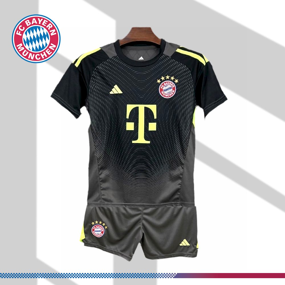4 2025/2026 Bayern Munich Goalkeeper Kit Black (Kids Kit) - Image 1