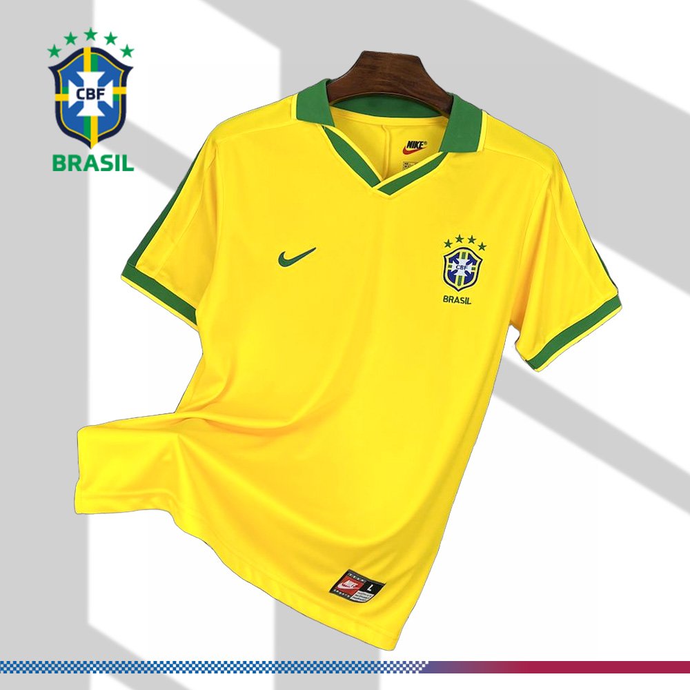 42432b04b5-0217522211 1997 Brazil Home Retro Football Shirt - Image 1