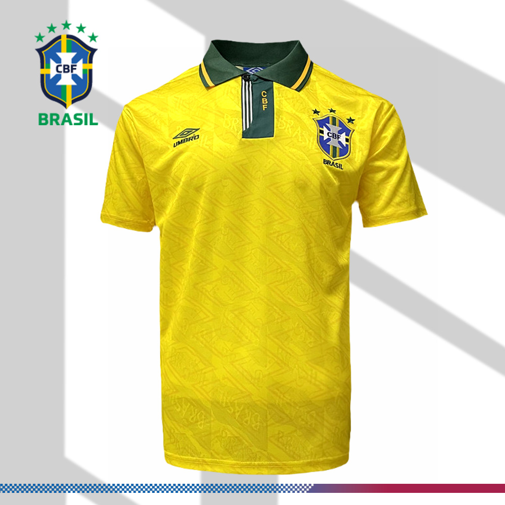 66a358f792-012056725d 1991/1993 Brazil Home Retro Football Shirt - Image 1