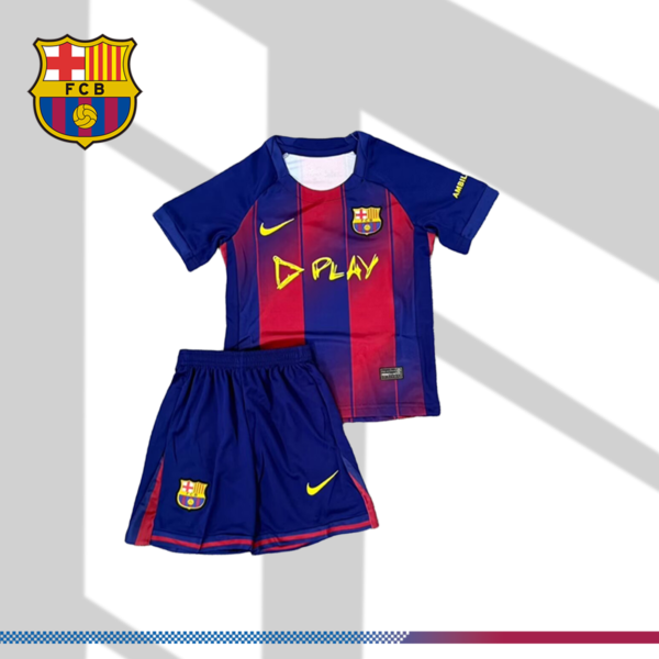 2025/2026 Barcelona Ed Sheeran co-branded home football Shirt (Kids Kit)