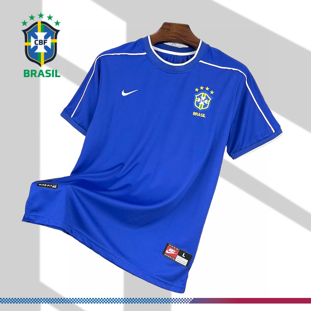 6dbbf90d99-021932ae5c 1998 Brazil Away Retro Football Shirt - Image 1