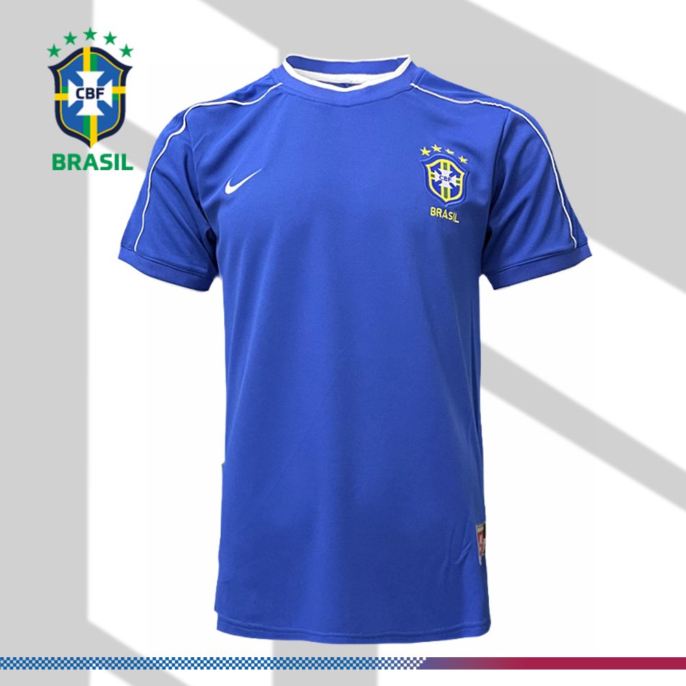 7640aee279-022207eecc 1998 Brazil Away Retro Football Shirt - Image 1