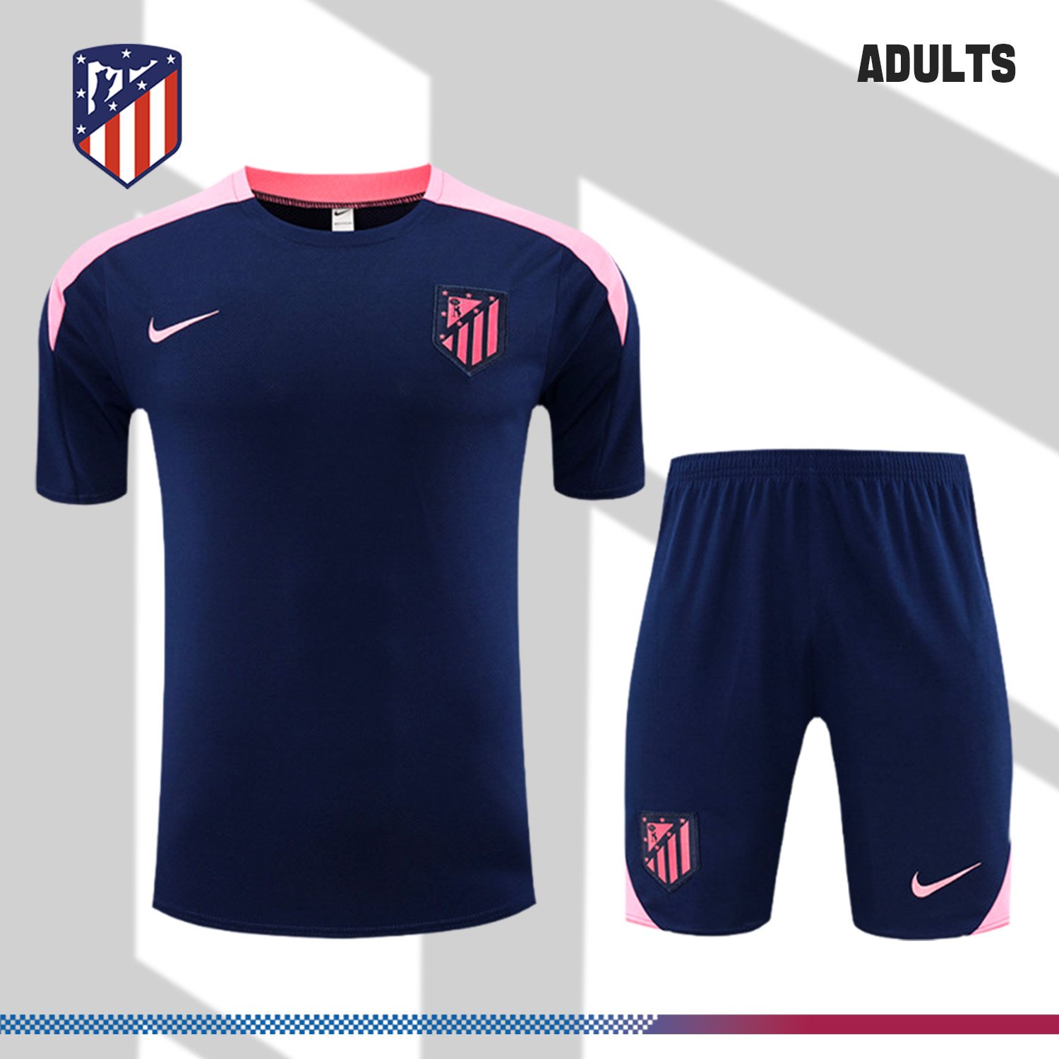 9cb95fa90e-23212319e4 2024/2025 Atletico Madrid Dark Blue Adult Short Sleeve Training Wear (Adult Kit) - Image 1