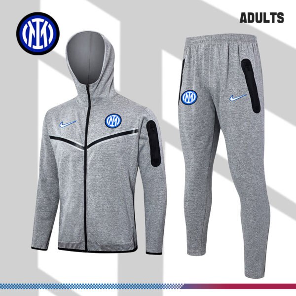 2024/2025 Inter Milan Gray Hooded Adult Full Zip Training Suit (Adult Kit)