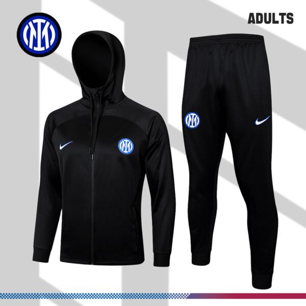 2024/2025 Inter Milan Black Hooded Adult Full Zip Training Suit (Adult Kit)