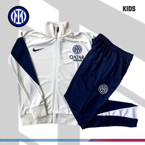 2024/2025 Inter Milan Creamy White Kids Full Zip Training Wear (Kids Kit)
