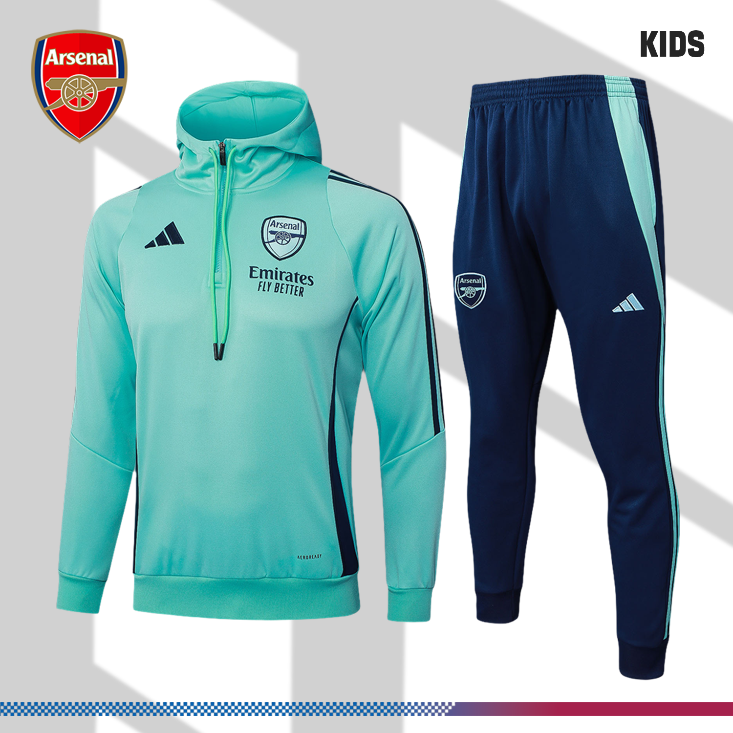 SKU-00420917dd 2024/2025 Arsenal Light Green Kids Half Zip Training Clothes (Kids Kit) - Image 1