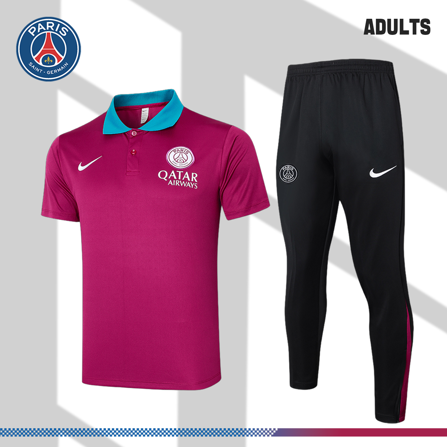 SKU-011139336f 24/25 Paris Saint-Germain Fuchsia polo shirt (adult kit) - Image 1