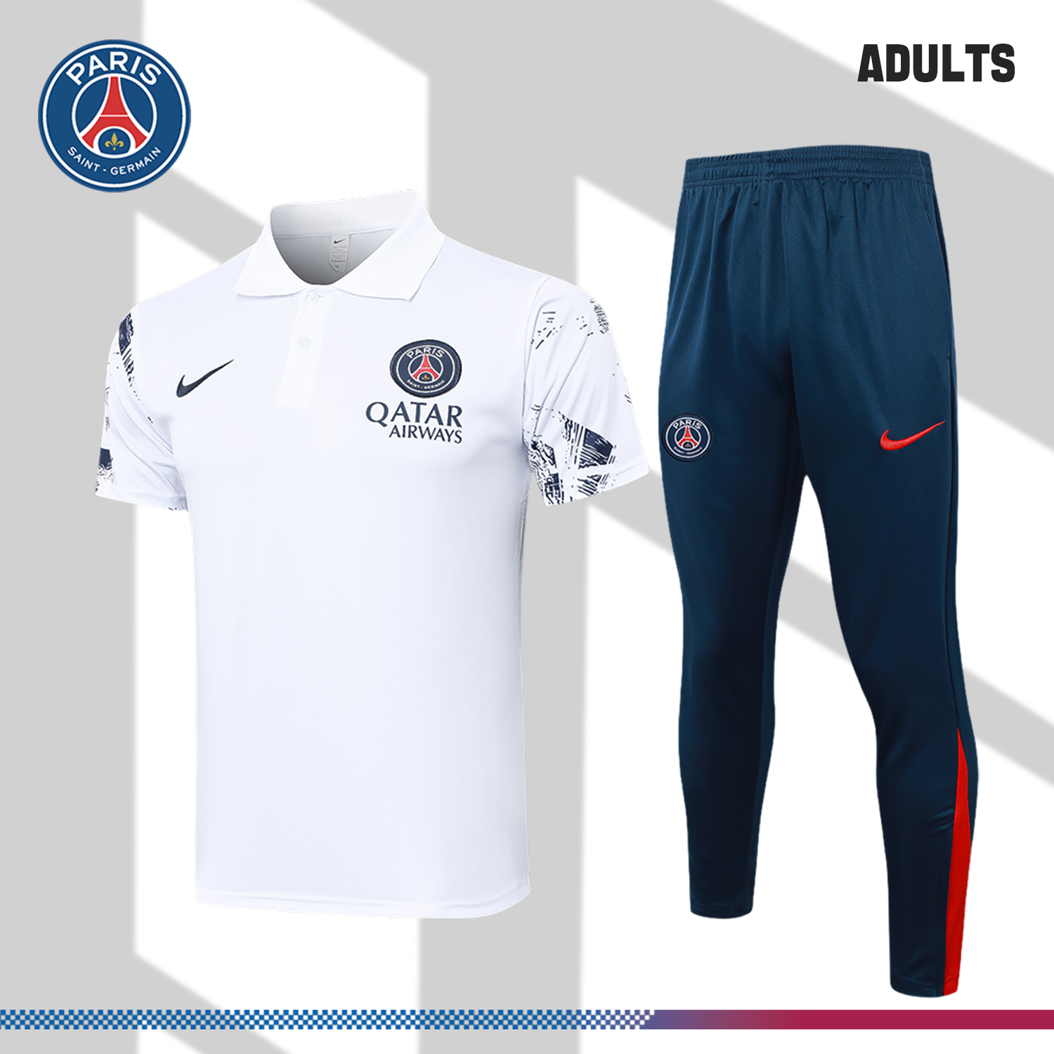 SKU-01151431cd 24/25 Paris Saint-Germain White Polo Shirt (Adult Kit) - Image 1