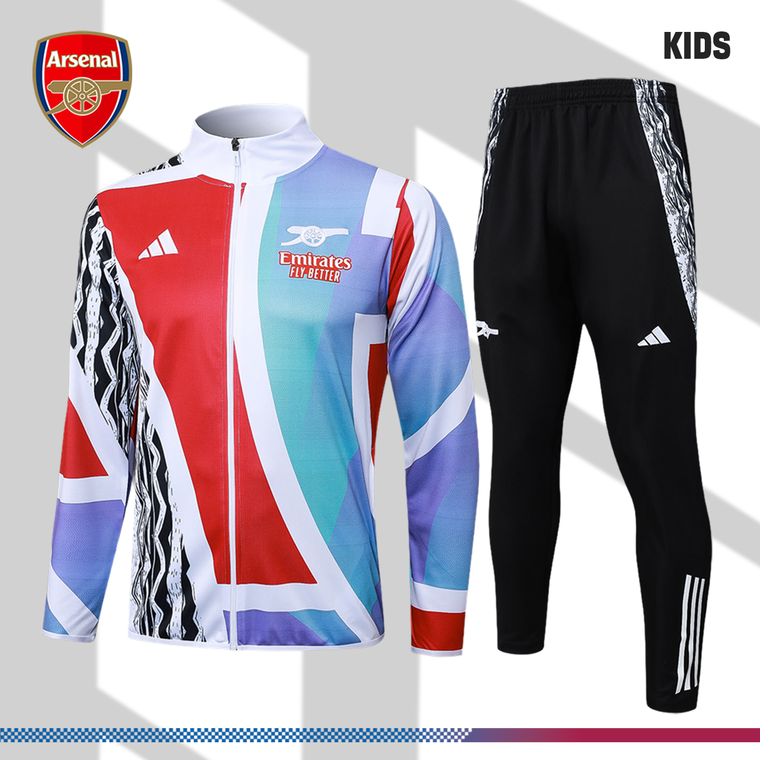 SKU-0135143371 2024/2025 Arsenal Kids Full Zip Training Wear (Kids Kit) - Image 1