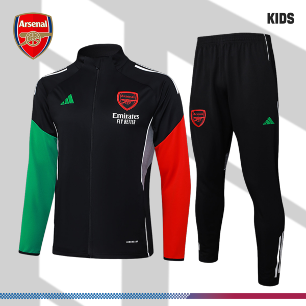 2025/2026 Arsenal Black Kids Full Zip Training Wear (Kids Kit)