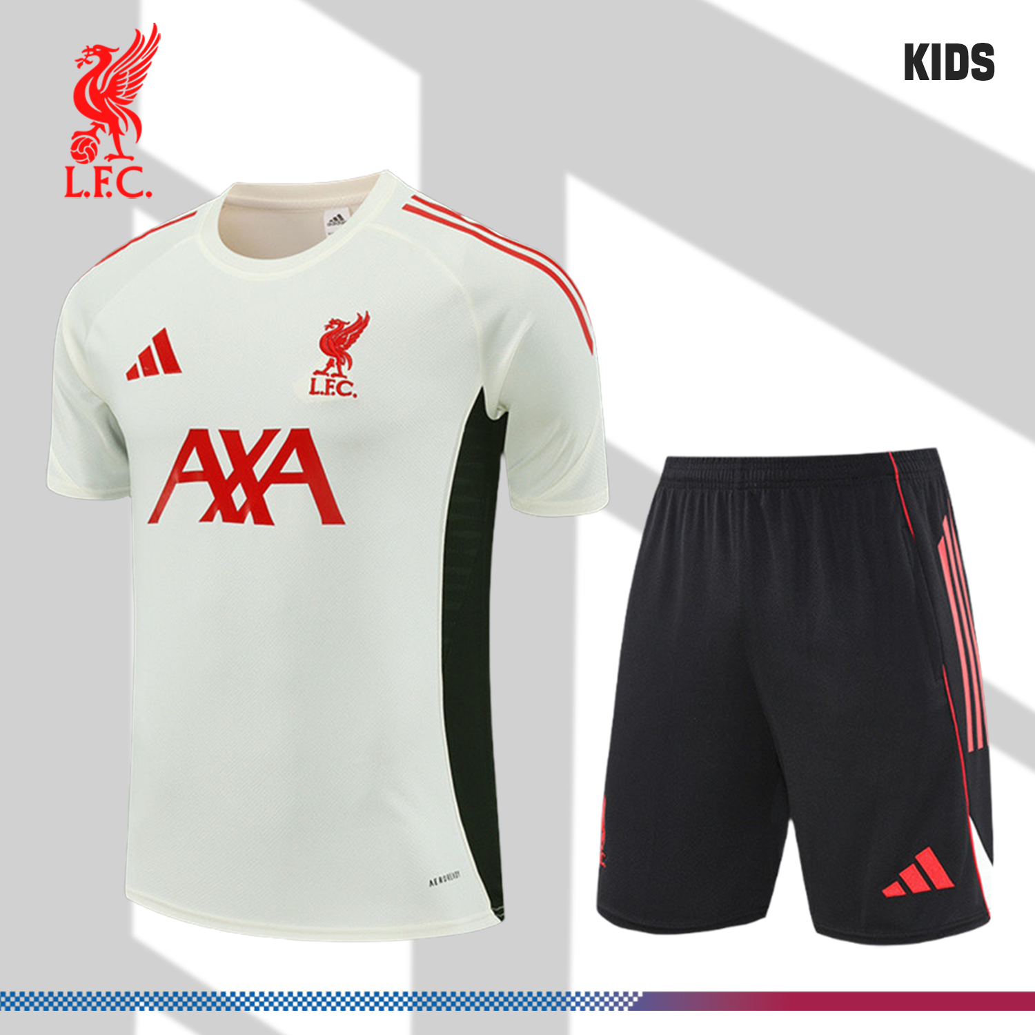 SKU-023511d47c 2025/2026 Liverpool White Kids Short Sleeve Training Clothes (Kids Kit) - Image 1