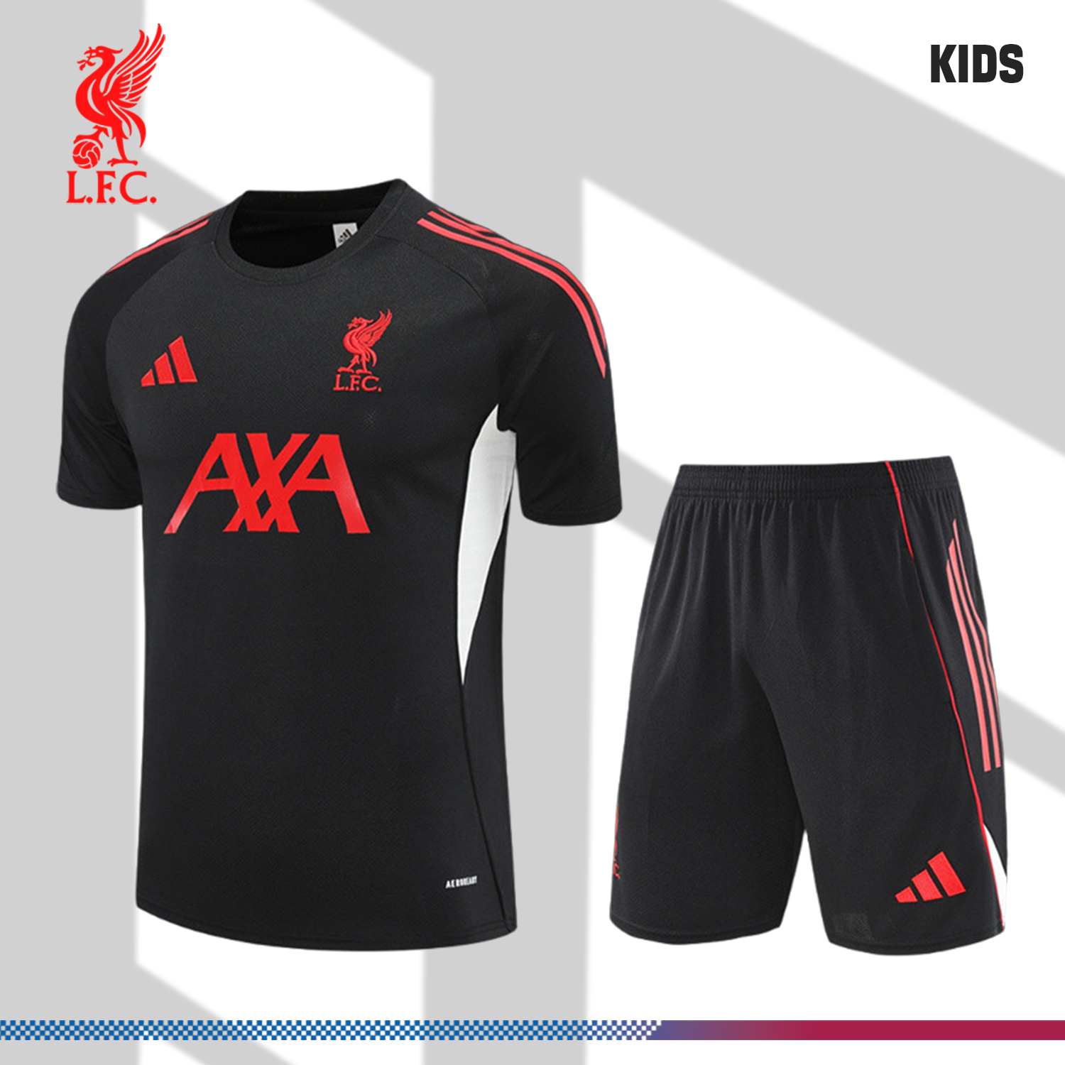 SKU-0235445177 2025/2026 Liverpool Black Kids Short Sleeve Training Clothes (Kids Kit) - Image 1