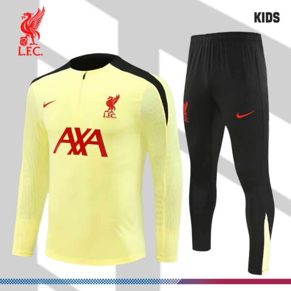 2024/2025 Liverpool Yellow Kids Half Zip Training Clothes (Kids Kit)