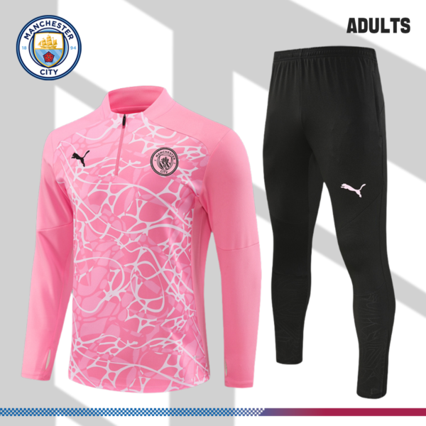 2024/2025 Manchester City Pink Adult Half Zip Training Suit (Adult Kit)
