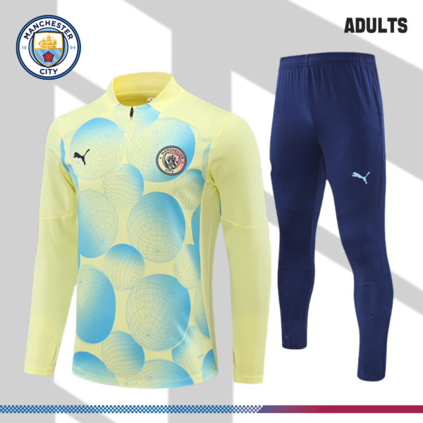 2024/2025 Manchester City Light Yellow Adult Half Zip Training Suit (Adult Kit)