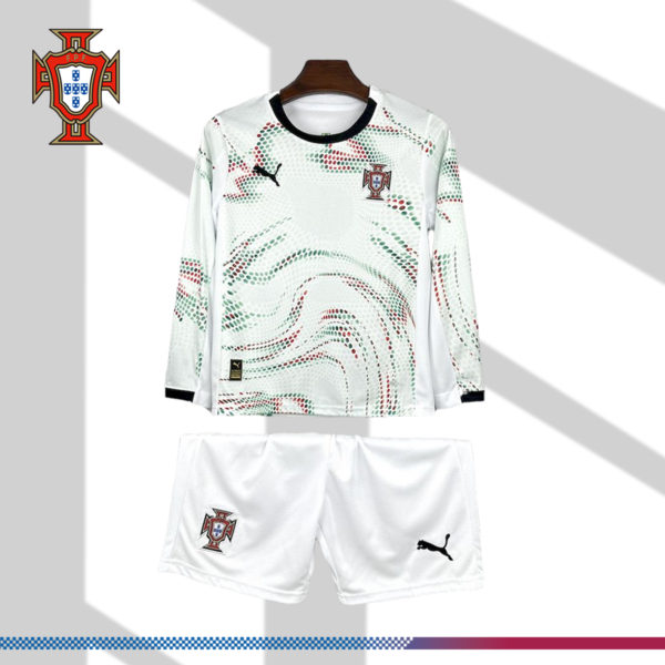 2025/2026 Portugal Away Kids Long Sleeve Football Shirt (Kids Kit)