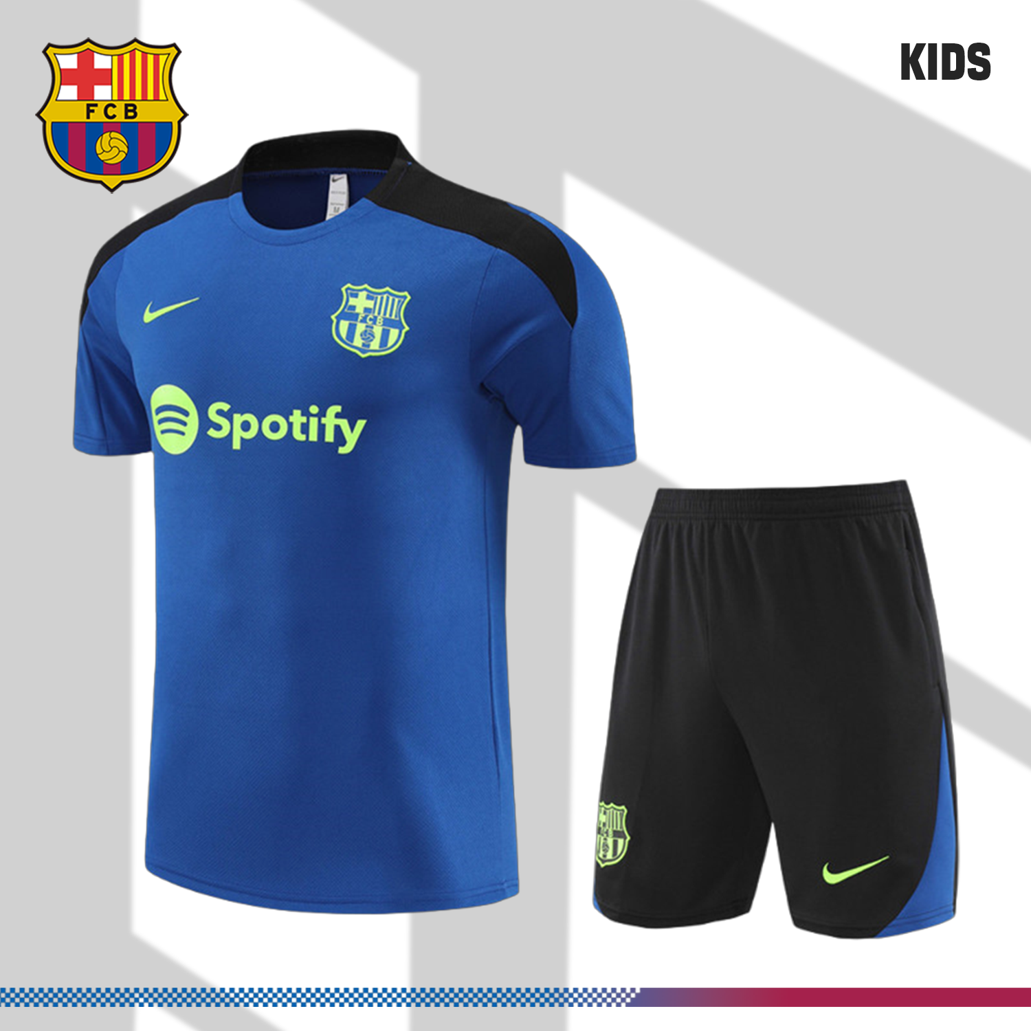 SKU-214023cc3f 2024/2025 Barcelona Blue Children's Short Sleeve Training Wear (Kids Kit) - Image 1
