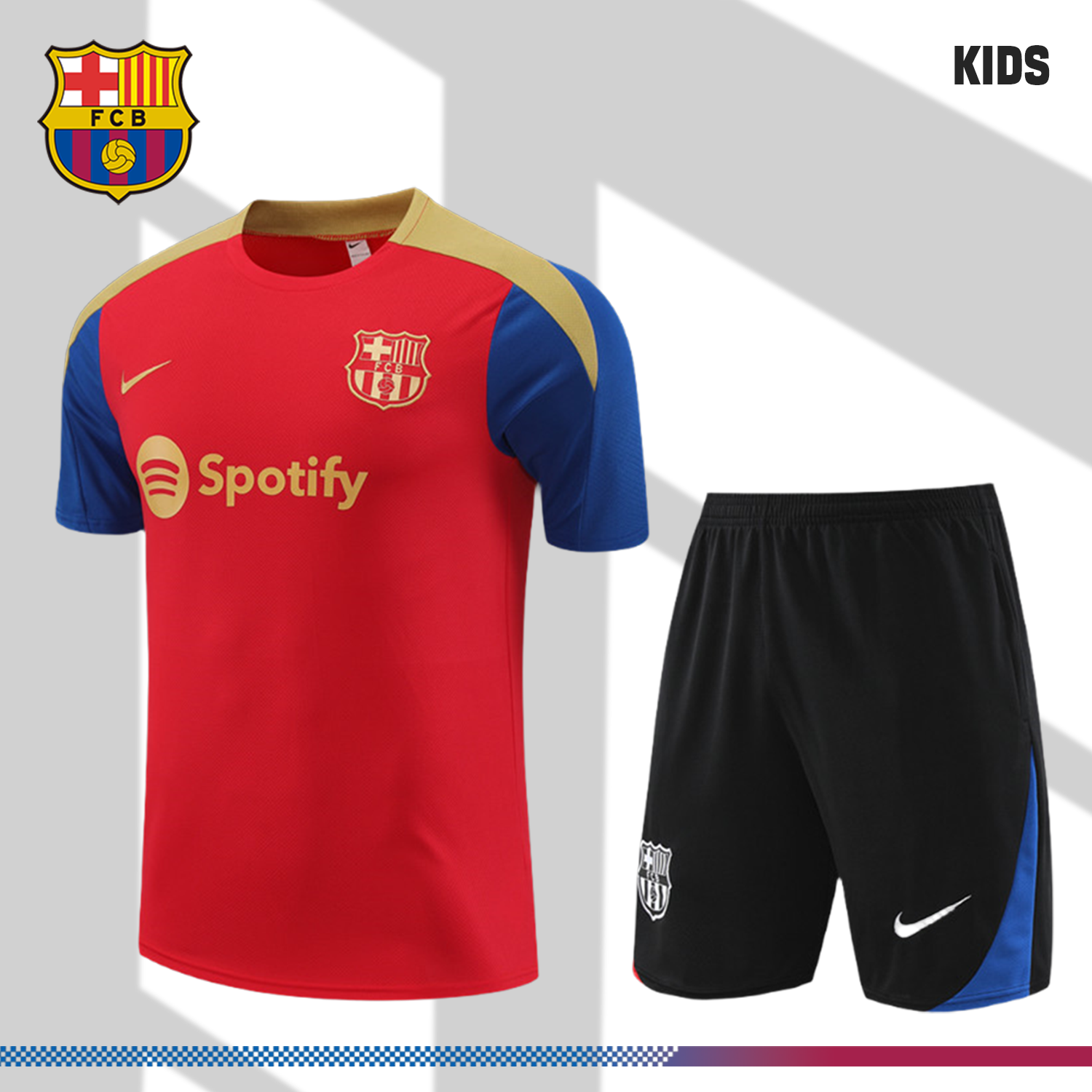 SKU-2145281a10 2024/2025 Barcelona Red Kids Short Sleeve Training Clothes (Kids Kit) - Image 1