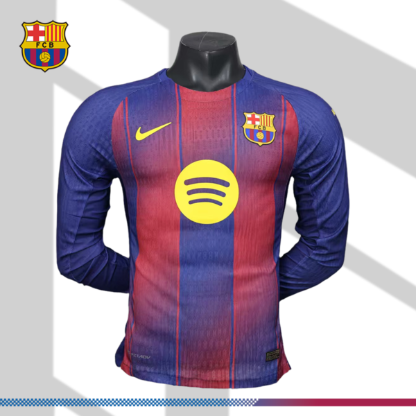 2025/2026 Barcelona Home Long Sleeve Football Jersey（Player）