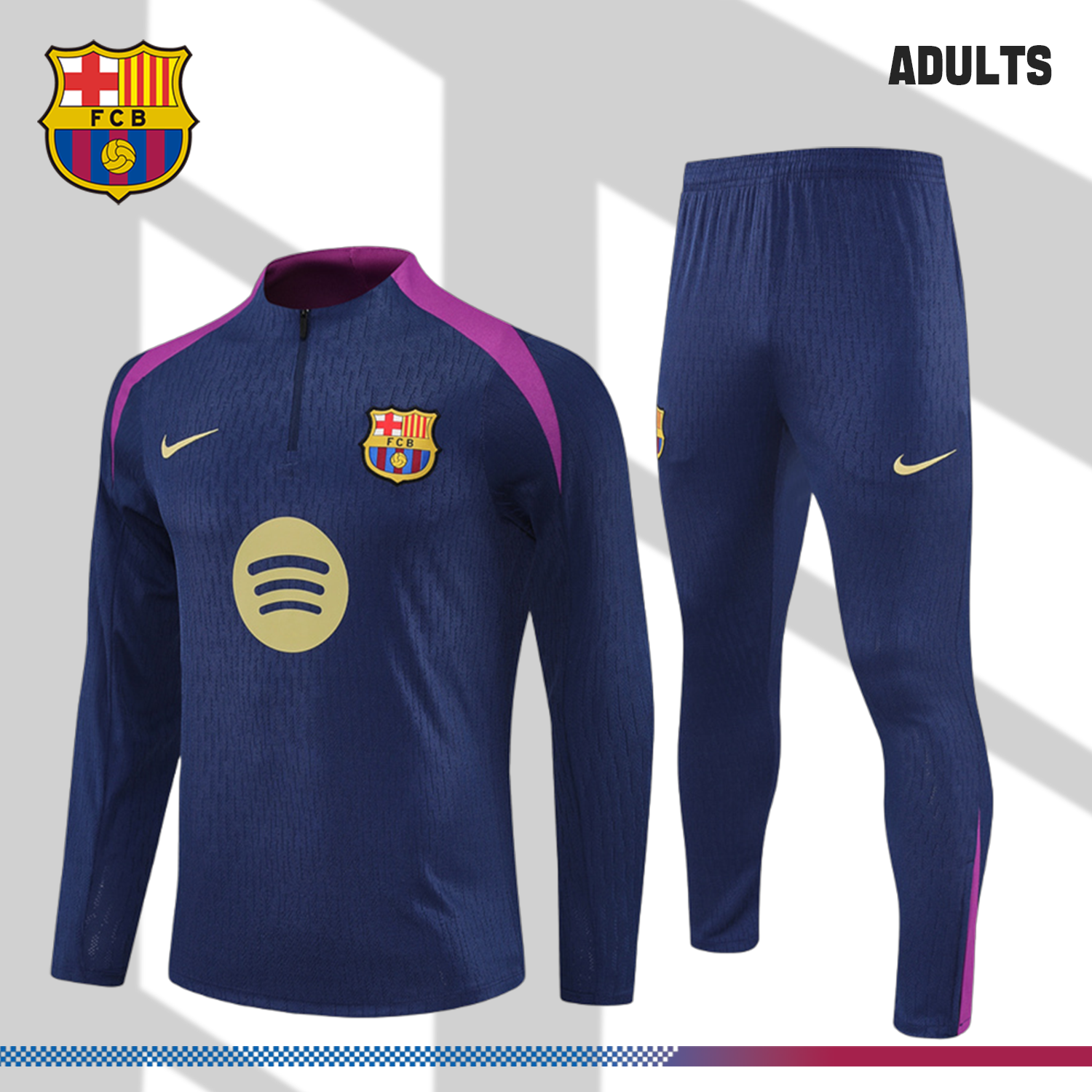 SKU-2206002ce7 2024/2025 Barcelona Royal Blue Half Zip Tracksuit (Adult Kit) - Image 1