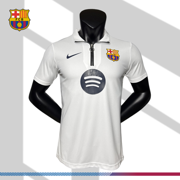 2025/2026 Barcelona White Half-zip Special Edition Football Jersey (Player Edition)