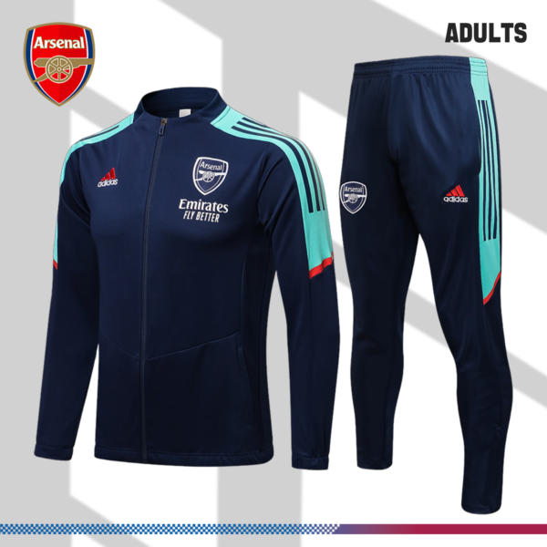 2021/2022 Arsenal Blue Adult Full Zip Training Suit (Adult Kit)