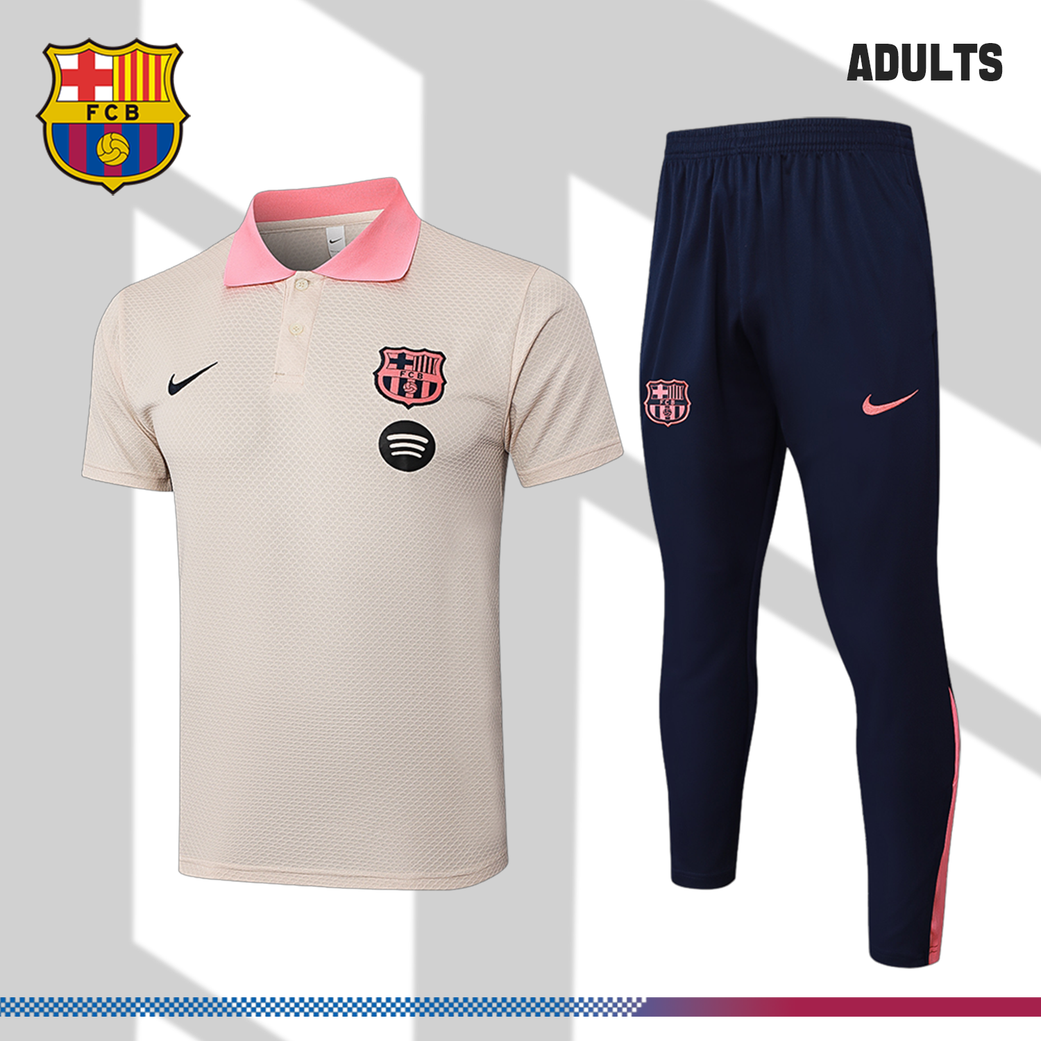 SKU-2349180948 2024/2025 Barcelona Beige POLO Kit (Adult Kit) - Image 1