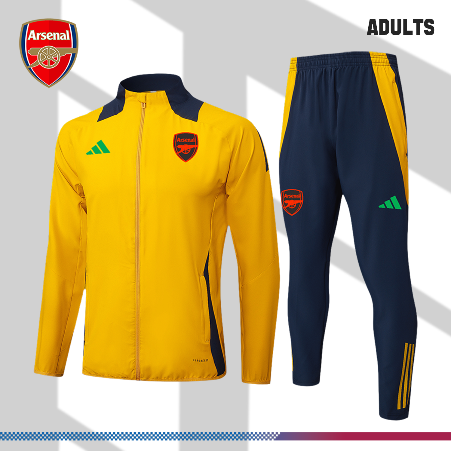 SKU-23522498bd 2024/2025 Arsenal Yellow Adult Full Zip Training Suit (Adult Kit) - Image 1