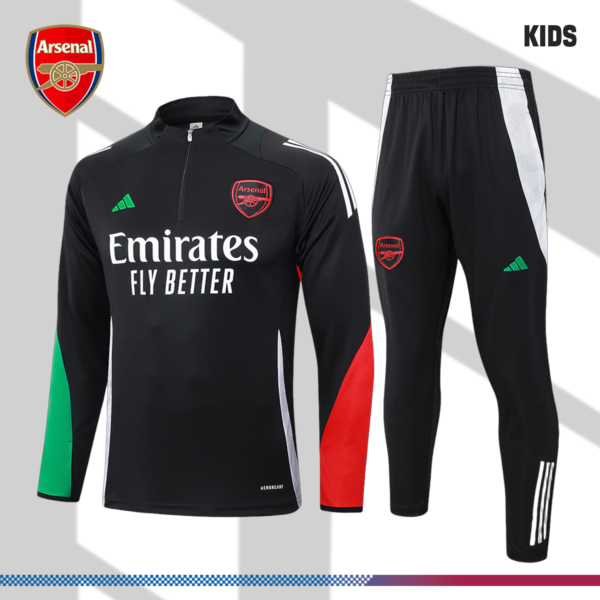 2024/2025 Arsenal Adult Black Kids Half Zip Training Clothes (Kids Kit)