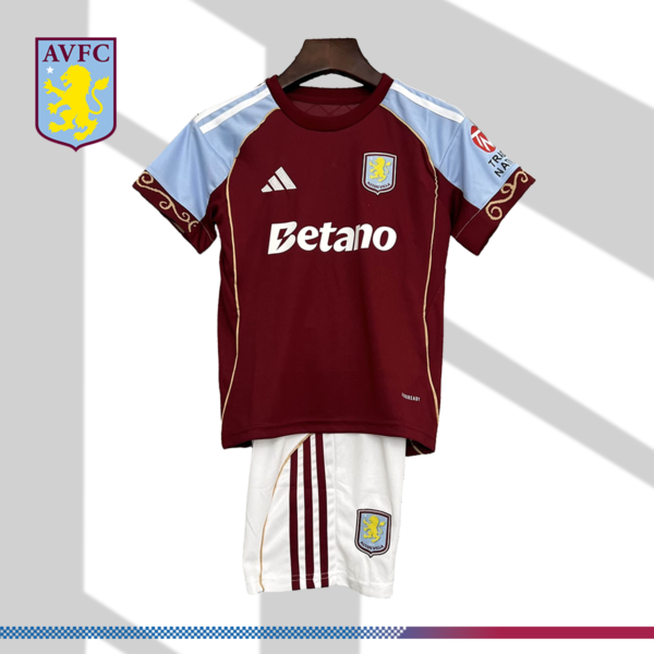 2025/2026 Aston Villa Home Football Shirt （Kids Kit）