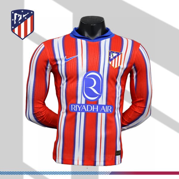2024/2025 Atletico Madrid Home Long Sleeve Football Shirt (Player Edition)