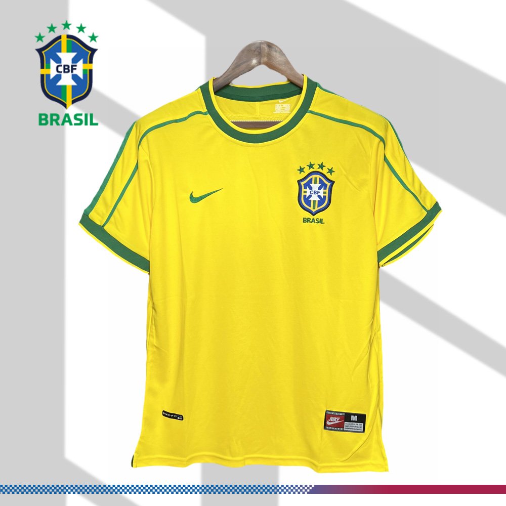 cb9aac47cb-0220331433 1998 Brazil Home Retro Football Shirt - Image 1