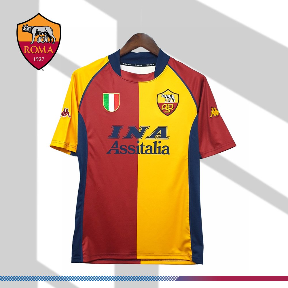 e0ea01a8ae-0229188740 2001/2002 Roma Home Retro Football Shirt - Image 1